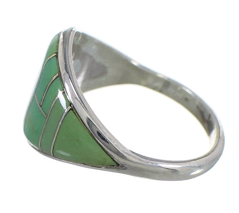 Turquoise Inlay Southwest Genuine Sterling Silver Ring Size 5-3/4 QX84090